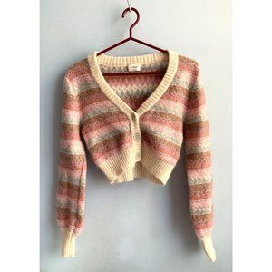 Wilfred Mohair/ Wool Cardigan Cropped Sweater Top Soft Pastels Stripes Size XS